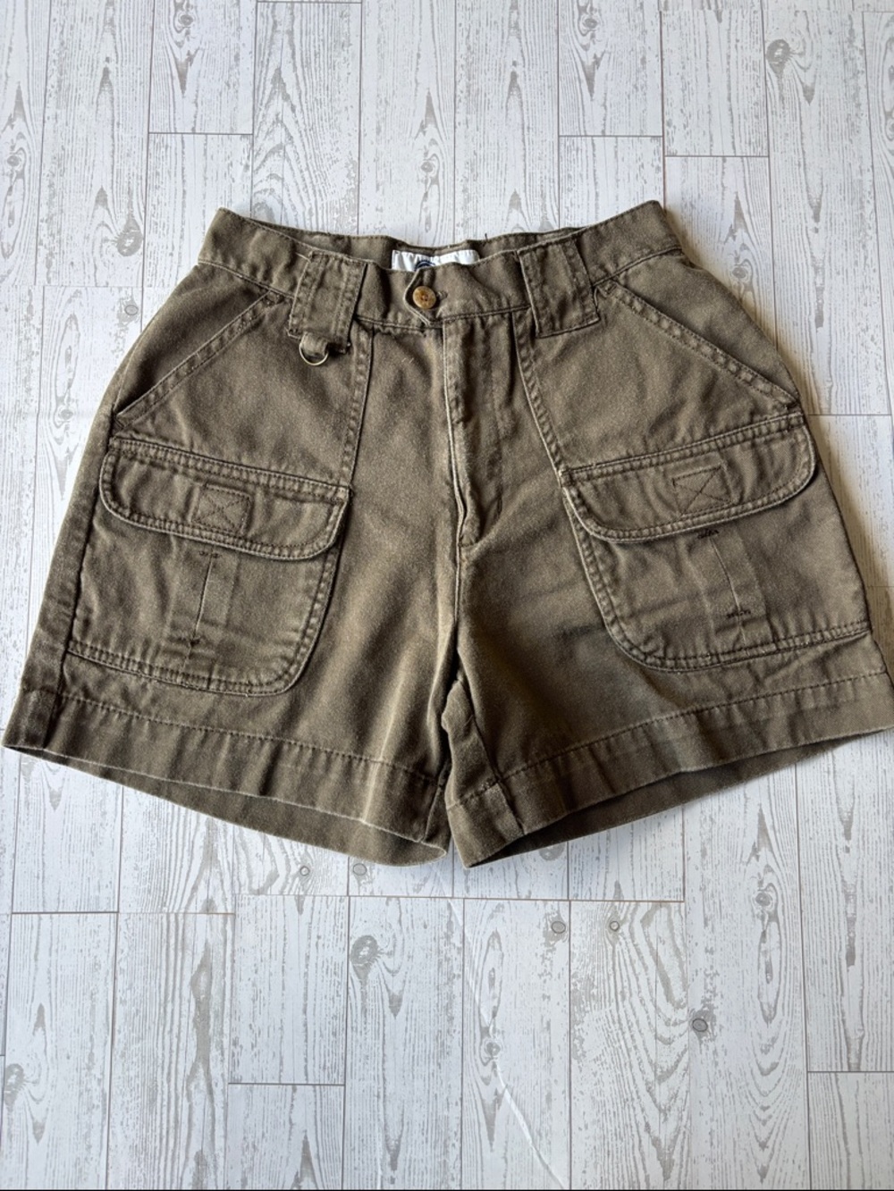 Vintage Y2K Arizona Cargo Shorts jorts Sz 5 Green Utility Gorpcore high waist